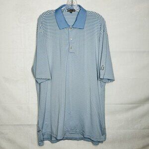 Peter Millar Summer Comfort Golf Polo Sz L Blue White Striped Embroidered Logo